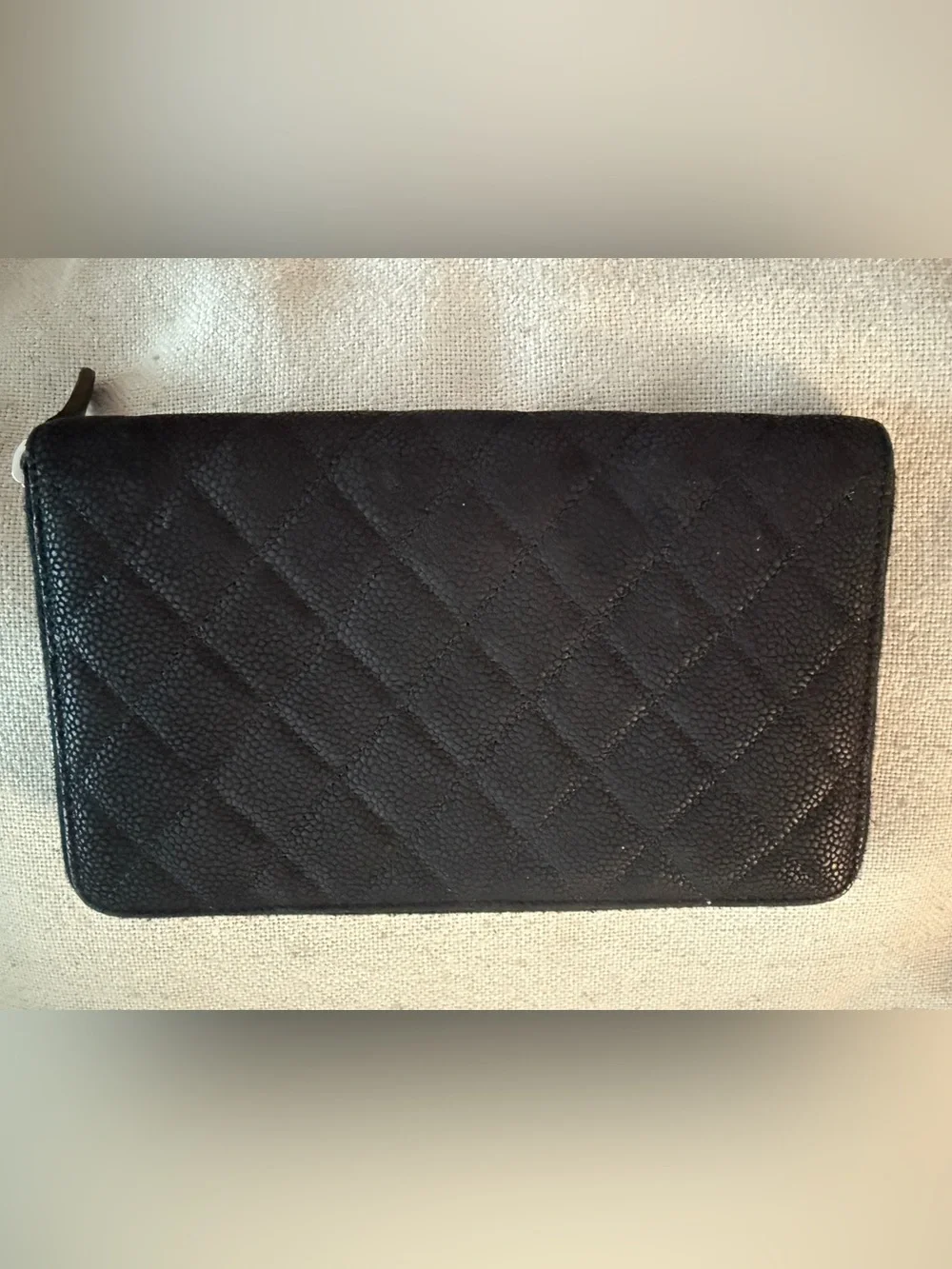 CHANEL Caviar Quilted Large Zip Around Organizer Wallet, Black w/ Silver CC Logo